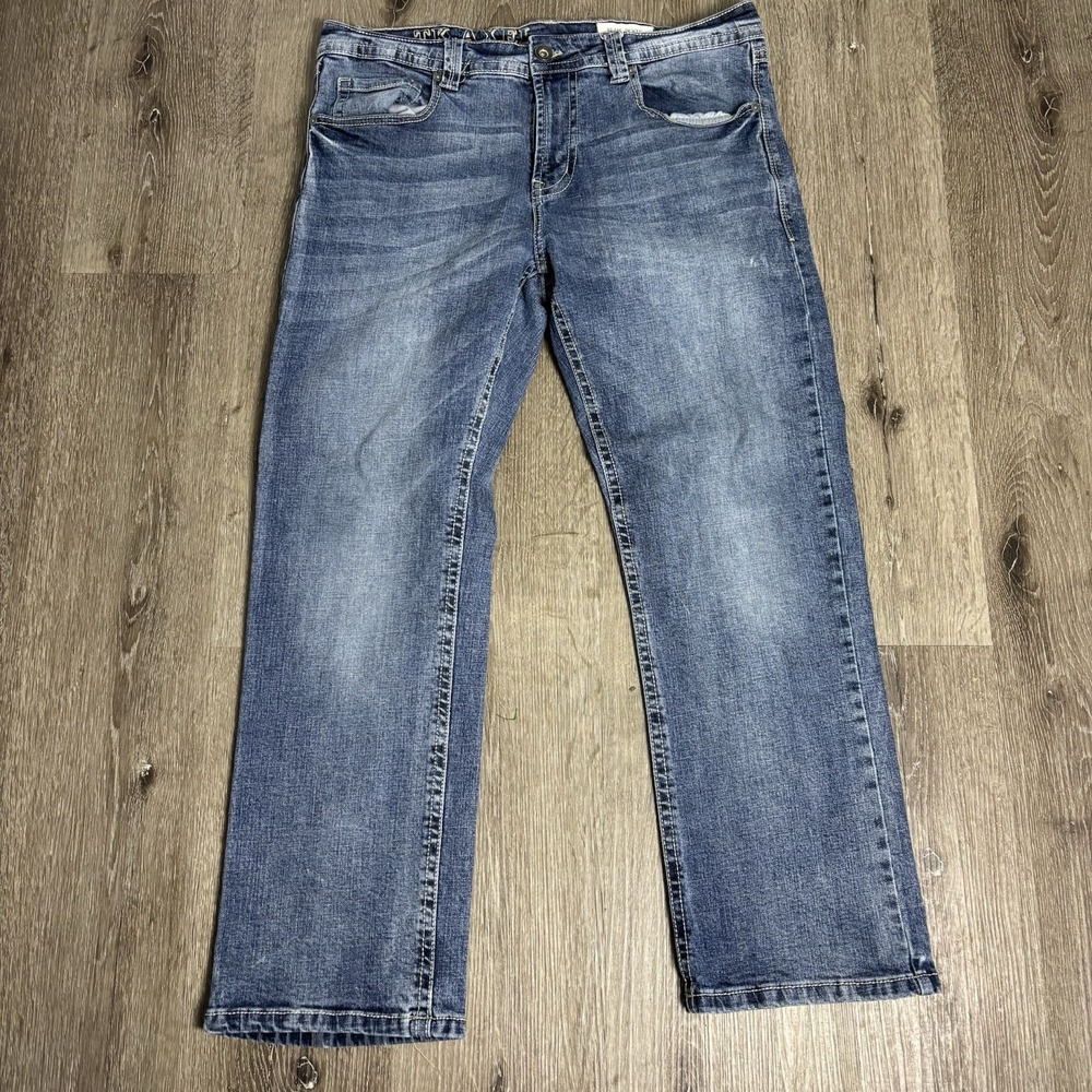 TK Axel Slim Boot‎ Cut Med Wash Blue Jeans Mens 36x29 Stretch Denim